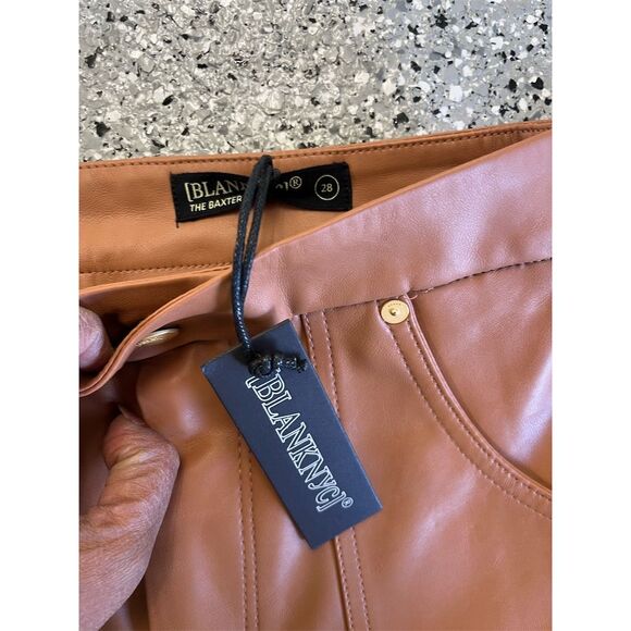 Blank NYC Women's Brown Straight Leg Faux Leather Pants Size 28 - Picture 4 of 6